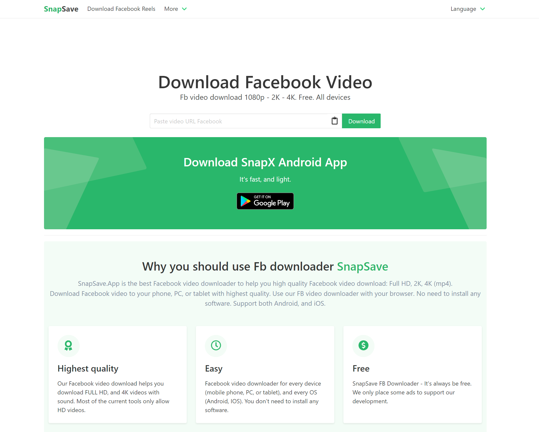 SnapSave-video-downloader voor Facebook