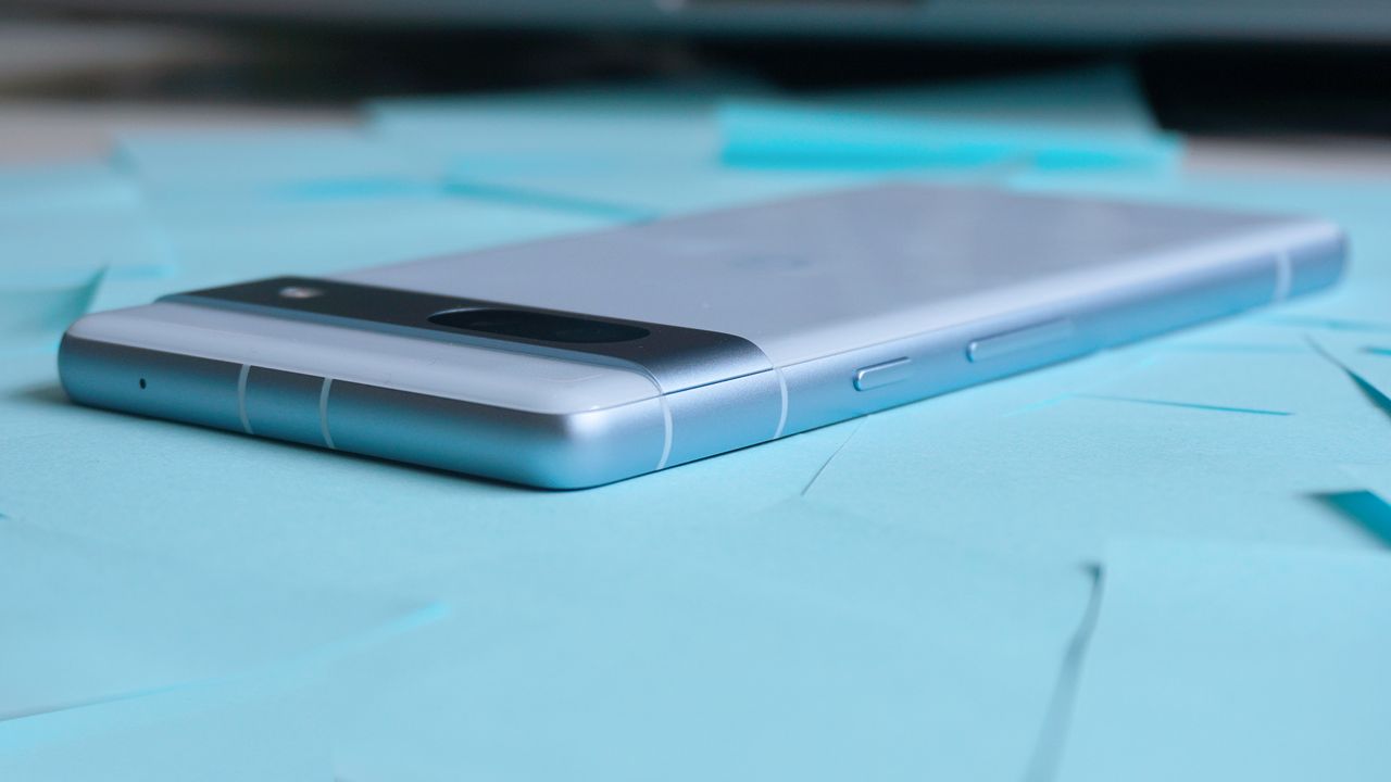 Google Pixel 7a review corner angled perspective sticky notes