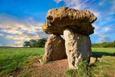 The megalithic St Lythans burial chamber.