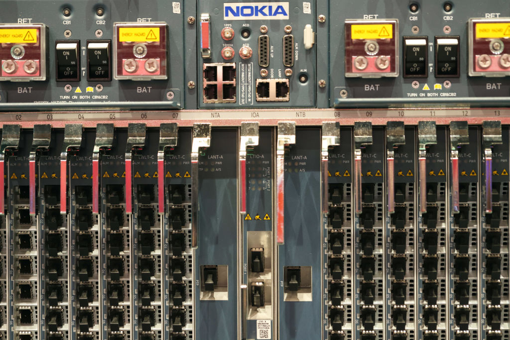 Nokia optical network terminal at the Mobile World Congress in Barcelona, Spain.