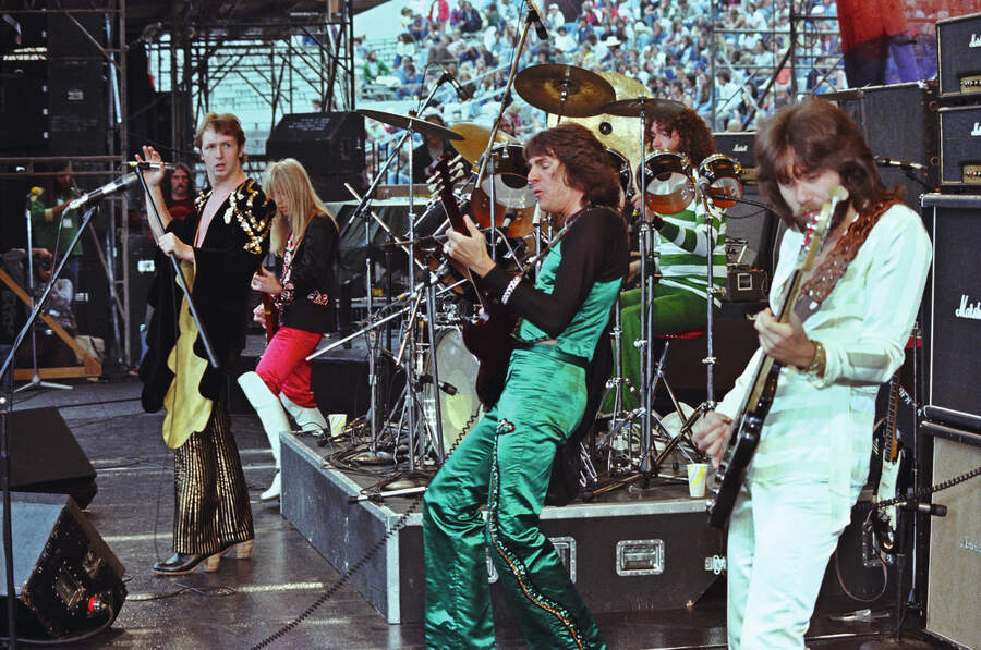 Judas Priest perform live at The Oakland Coliseum in 1977 in Oakland, California