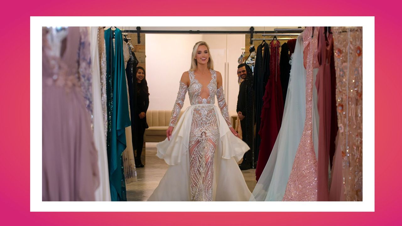 Alex Jarvis trying on her wedding dressing in selling the oc season 2