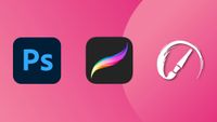 The logos of three of the best digital art software programs