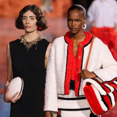 two models on the Chanel runway wearing Chanel spring 2026 looks