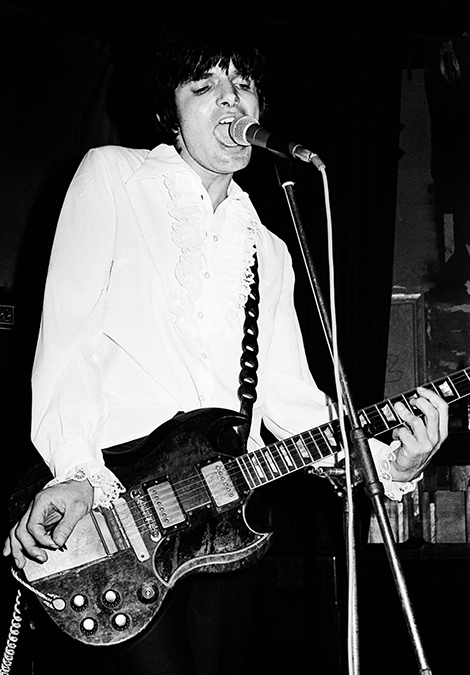 Brian James, of Tanz Der Youth, his new band after leaving The Damned, performs on stage at the Nashville Rooms, London, 15th July 1978