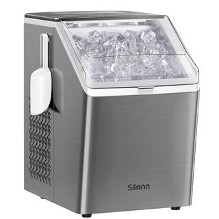 Silonn Ice Makers Countertop, 44lbs Per Day, 2 Ways to Add Water, Auto Self-Cleaning, Stainless Steel Ice Machine for Home Office Bar Party