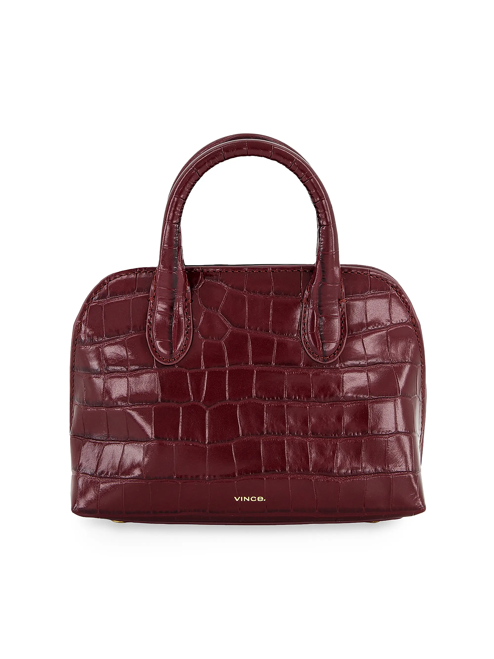 Mini Delphine Croc-Embossed Leather Top Handle Bag