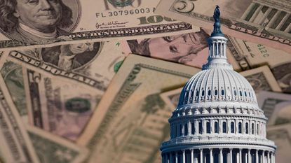 picture of the Capitol Dome with money in the background