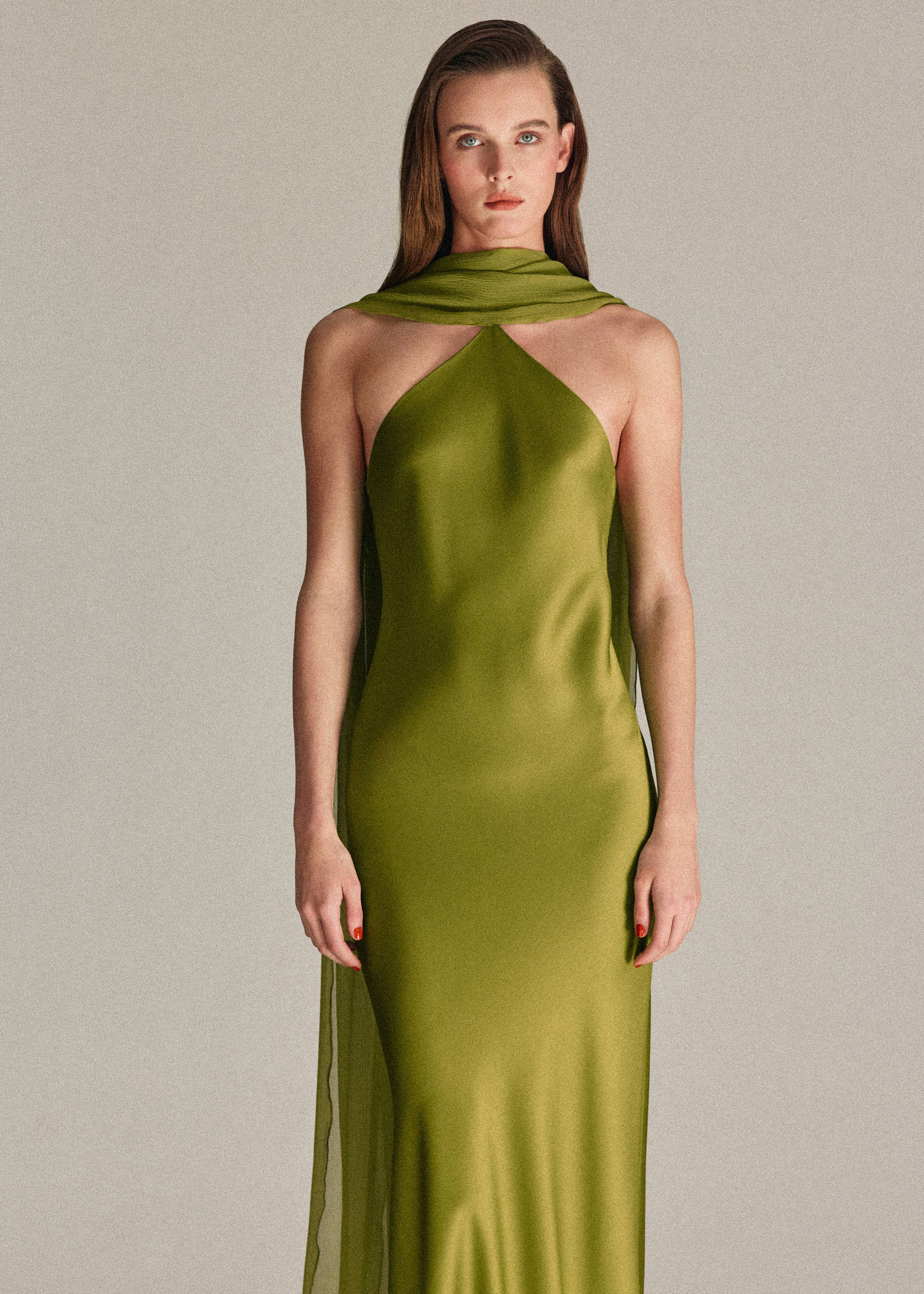 Satin Halter Neck Dress - Women | Mango USA
