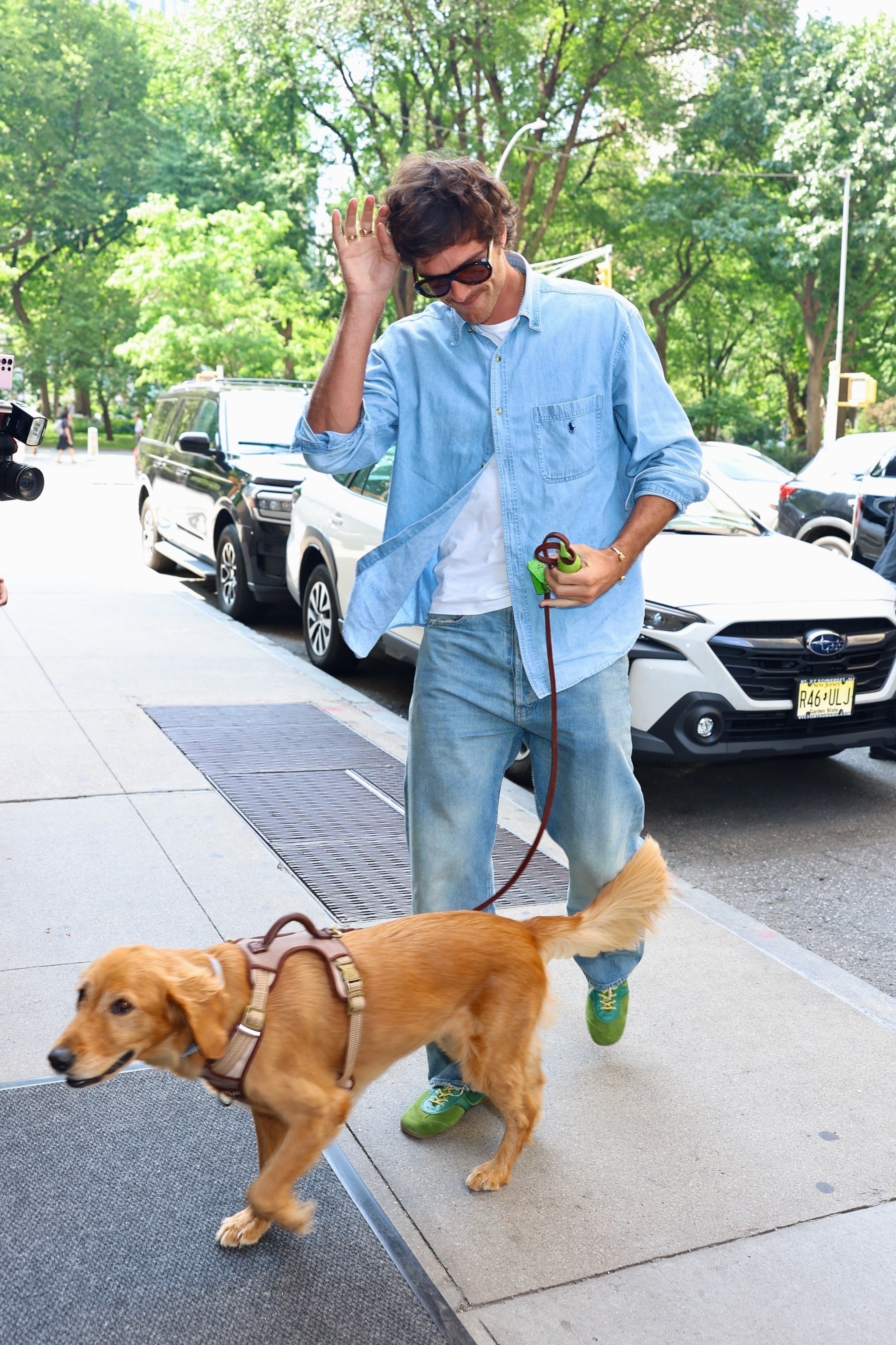 Jacob Elordi wears a blue Polo shirt