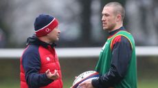 England rugby head coach Eddie Jones and full-back Mike Brown