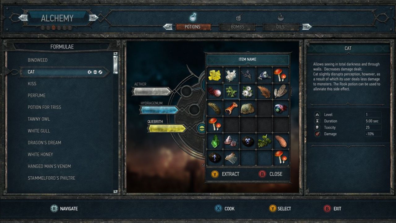 in-progress mockup of The Witcher 3's user interface from circa 2012 build of the game.