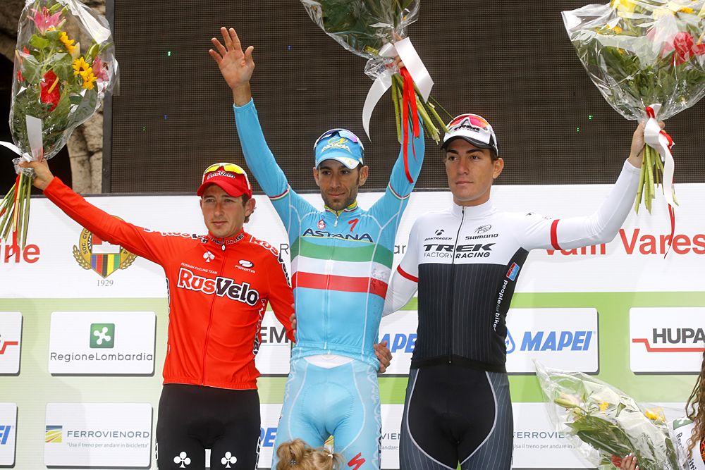 Vincenzo Nibali (Astana) tops the podium at Tre Valli Varesine