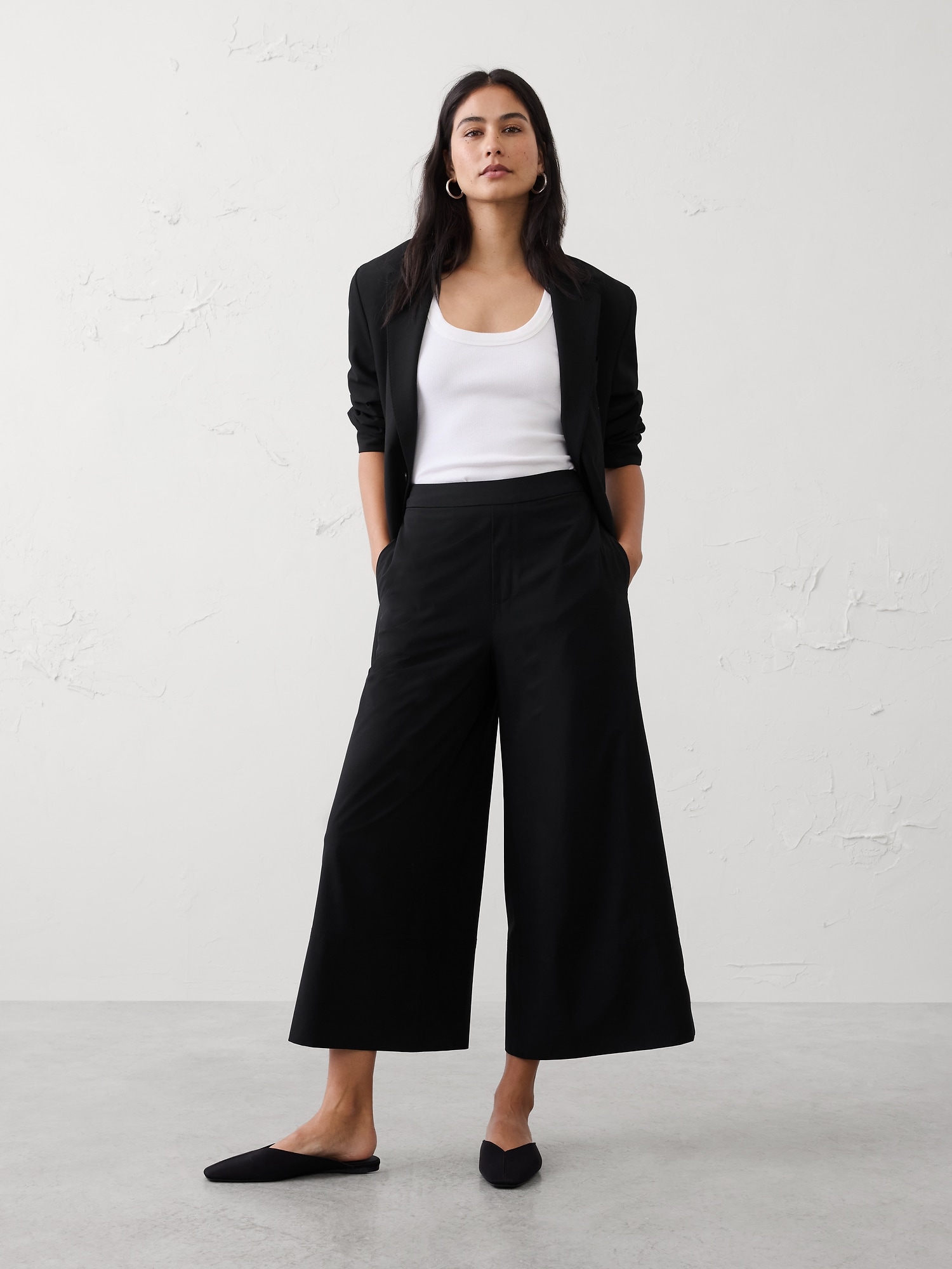 Wide-Leg High-Rise Airstretch Pull-On Cropped Pant