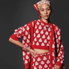 Model wearing bold printed clothes sold at Benetton