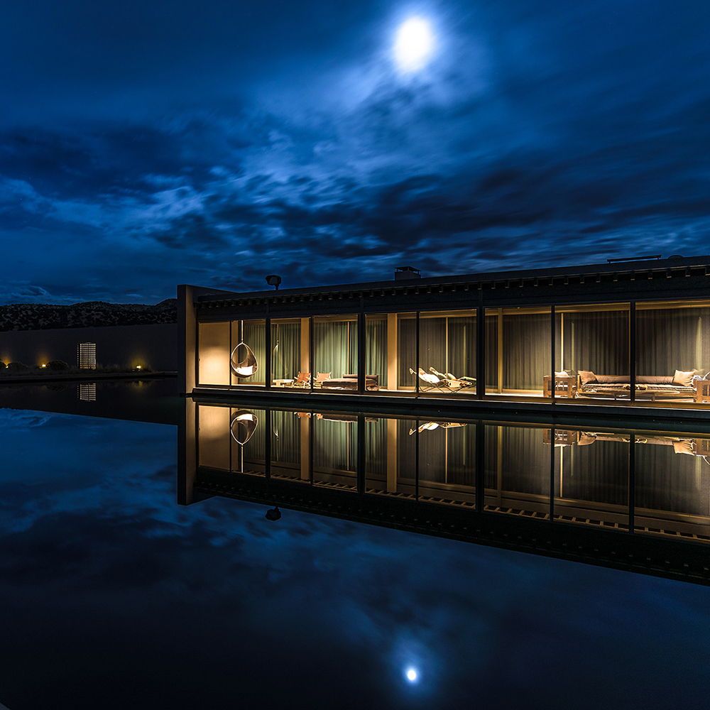 outdoor with pool area and night view
