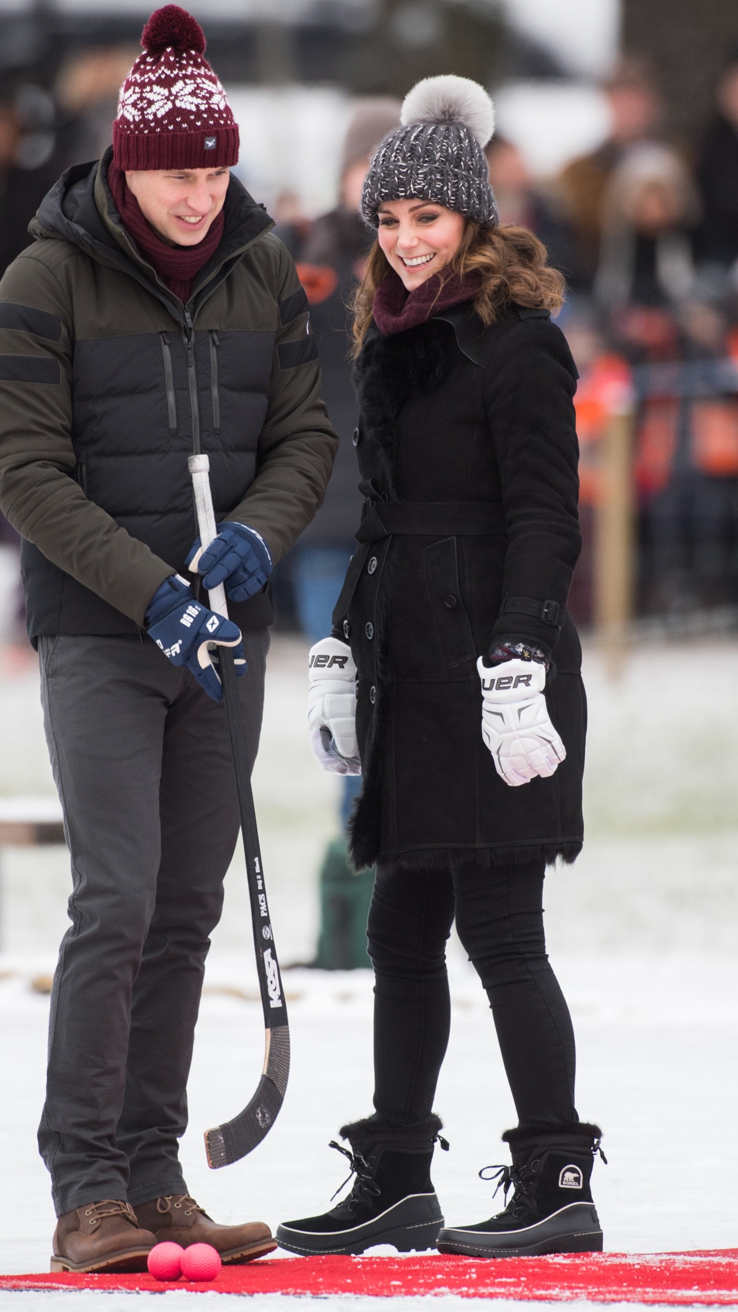 Catherine, Princess of Wales and Prince William attend a Bandy hockey match on January 30, 2018 in Stockholm