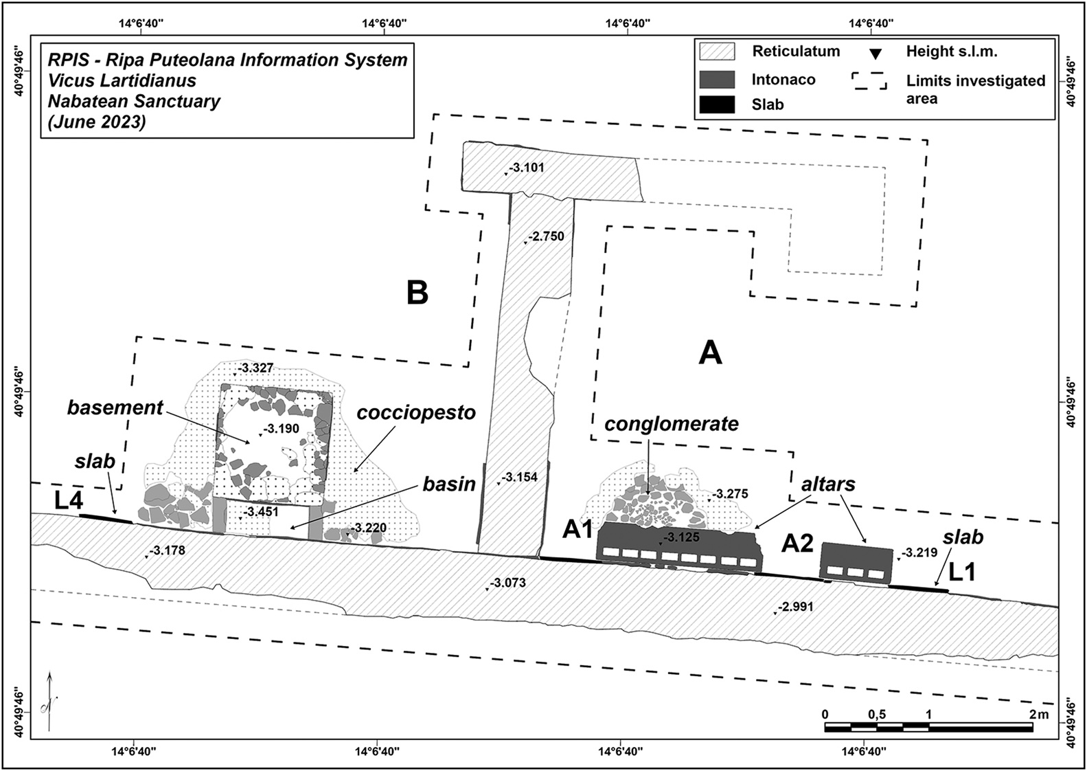 A map of an excavation site