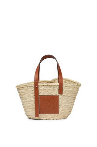 Basket Bag in Palm Leaf and Calfskin