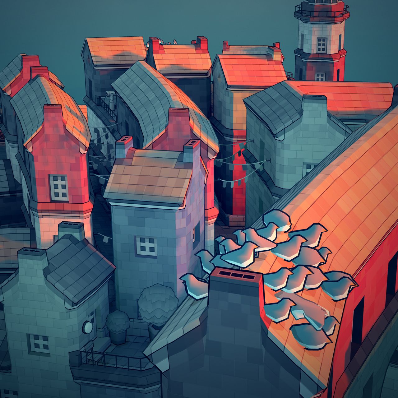 Townscaper town from various angles