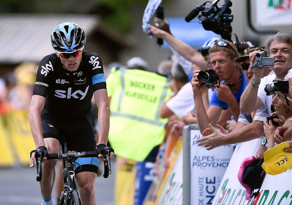 Chris Froome at the stage 5 finish.