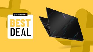 Acer Nitro V on a yellow background with best deal badge