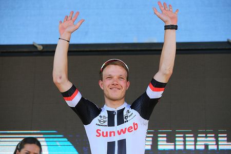 A smiling Nikias Arndt on the podium