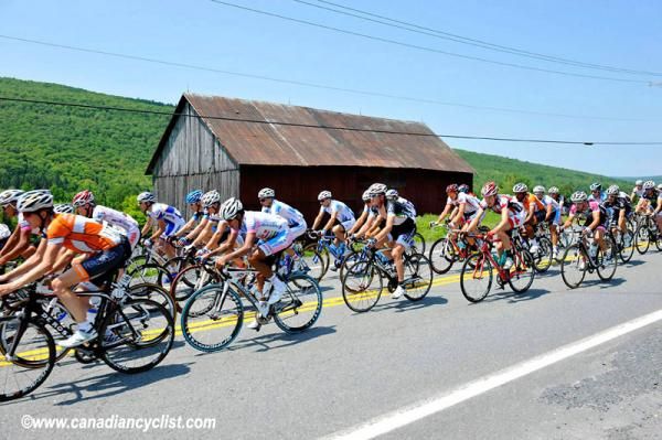 Peloton passes typical rural Quebec scenery