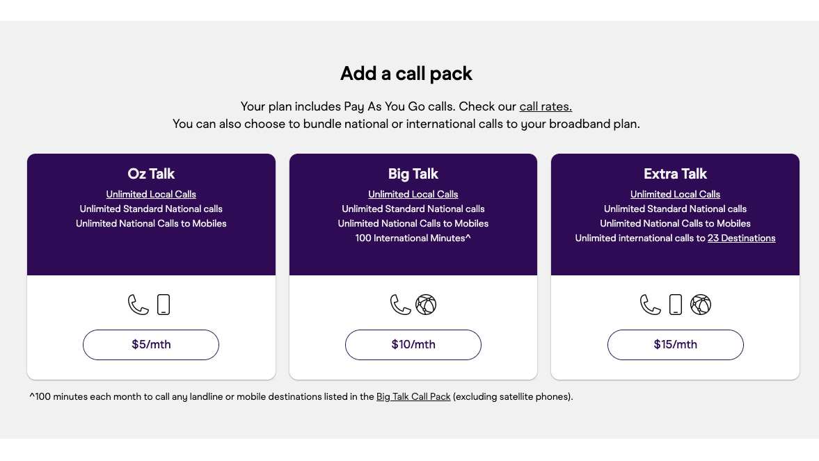 TPG call pack add-ons