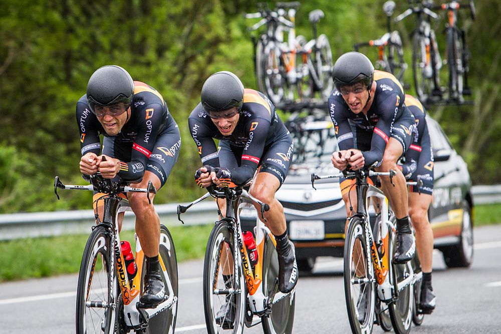 Jesse Anthony (Optum) leads the team into the finish for second place