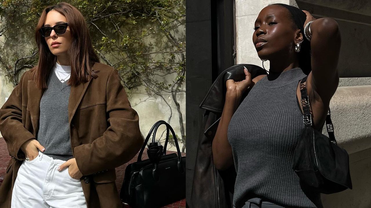 affordable suede finds shown on a collage of two women wearing suede accessories 