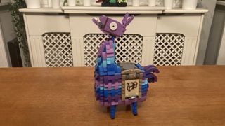 Posing the head of the Lego Fortnite Supply Llama (77071)