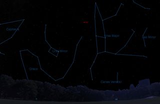 This sky map shows the location of galaxy M82, the Cigar Galaxy, in relation to constellations in the January night sky as seen at 9 p.m. local time from mid-northern latitudes. The galaxy is home to a new supernova that was discovered on Jan. 21, 2014.