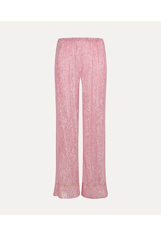 Pyjama Trousers in Silk Chiffon and Lurex With Beadwork