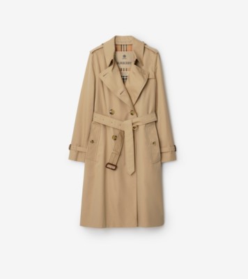 Long Kensington Heritage Trench Coat in Honey - Women, Cotton Gabardine | Burberry&amp;reg; Official