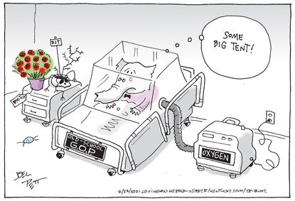 Political Cartoon U.S. gop big tent covid