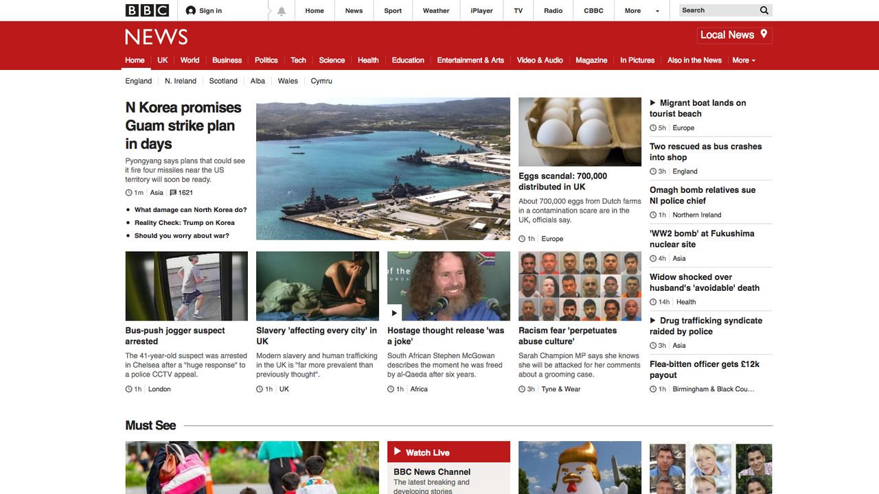 The BBC News site today &ndash; with the old fonts