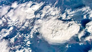 aerial view of clouds from space. 