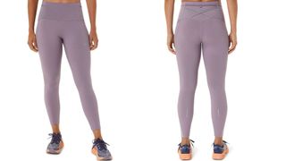 Asics Distance Supply Tights worn by model showing front and back