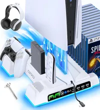 OIVO PS5 Stand with Suction Cooling Fan and Dual Controller Charger Station OIVO PS5 Stand with Suction Cooling Fan and Dual Controller Charger Station