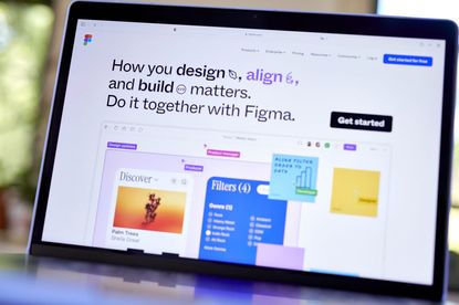 Figma's website with design options opened on a laptop