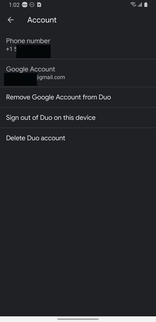 Google Duo Account Settings