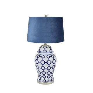 Blue and white table lamp