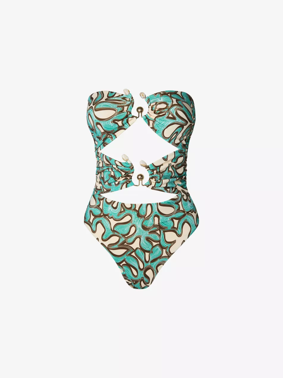 Erioa Graphic-Print Cut-Out Stretch-Woven Swimsuit - Xs