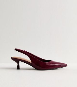 Burgundy Slingback Kitten Heel Court Shoes