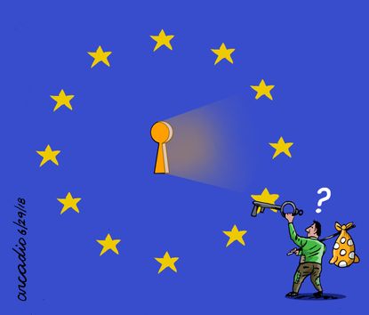 Political cartoon World European Union immigration Europe
