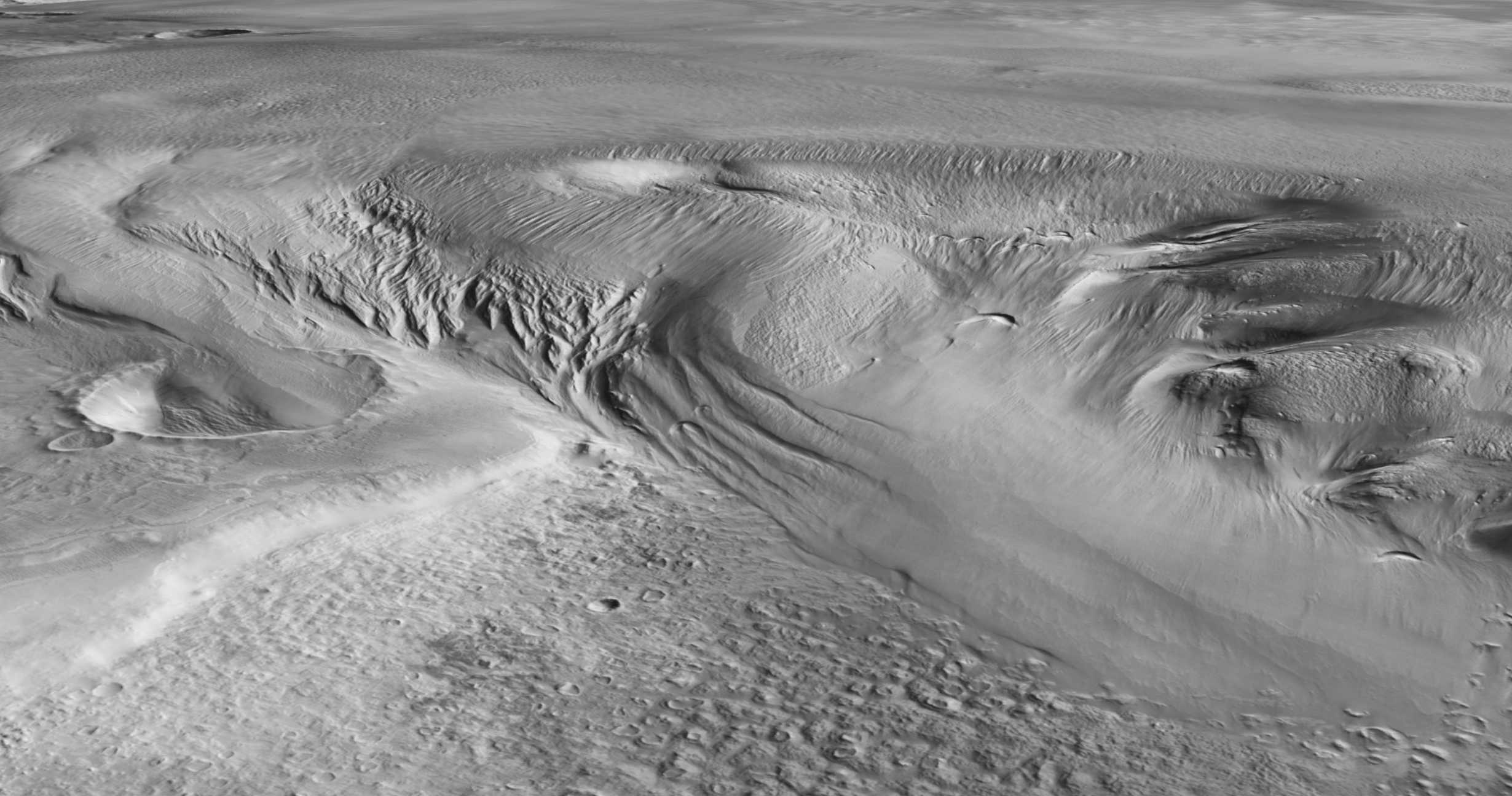 El hielo de agua enterrado en el ecuador de Marte tiene más de 3 kilómetros de espesor