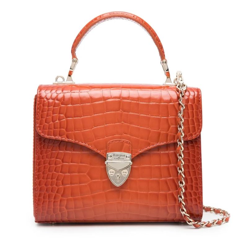 orange top handle moc croc bag