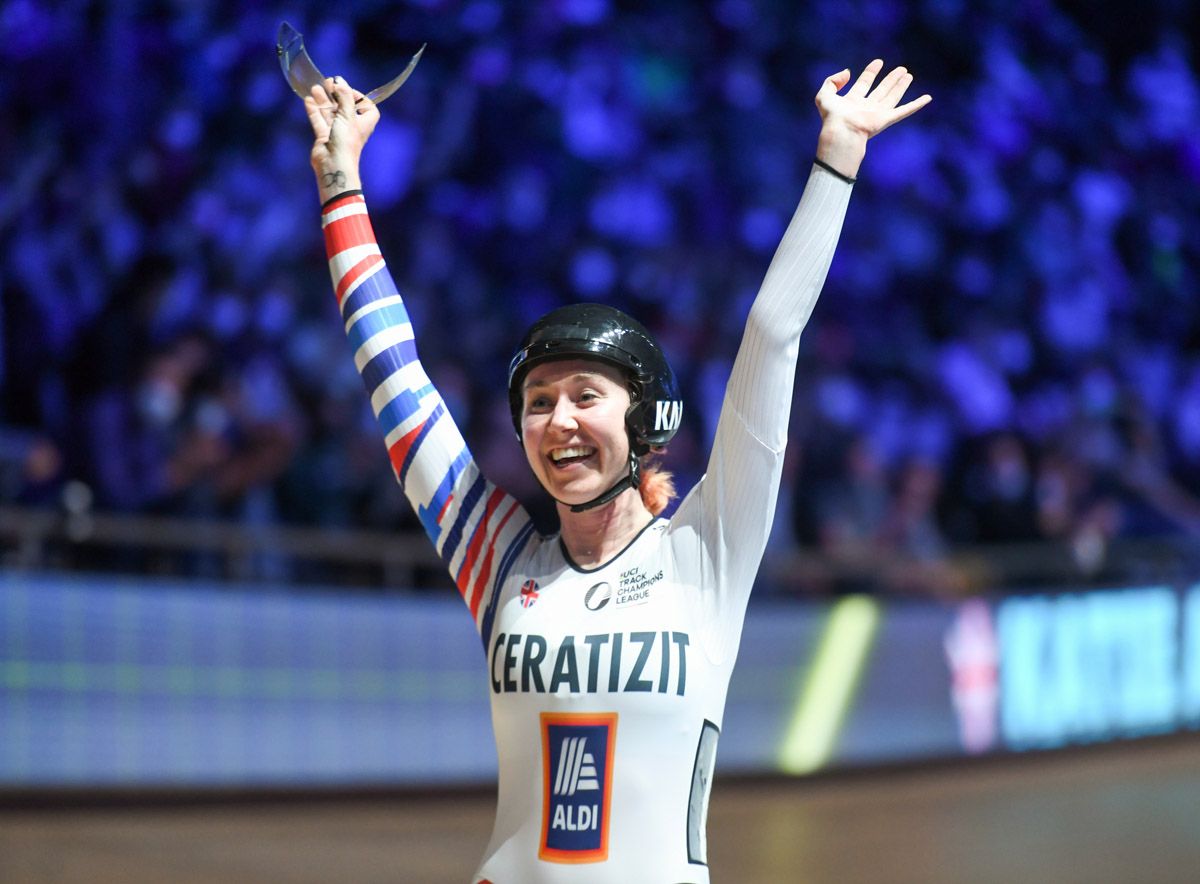 Picture by Simon Wilkinson/SWpix.com - 06/11/2021 - Cycling - UCI Track Champions League Round 1 - Mallorca / VelÃ²drom Illes Balears, Palma, Spain - Great Britain&#039;s Katie Archibald wins the women&#039;s Elimination race.