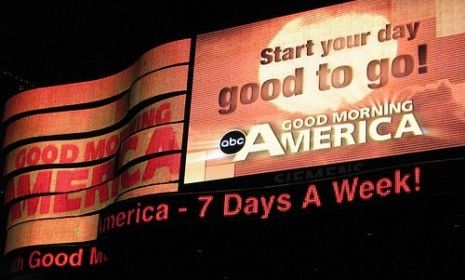 The front of the NBC news building.